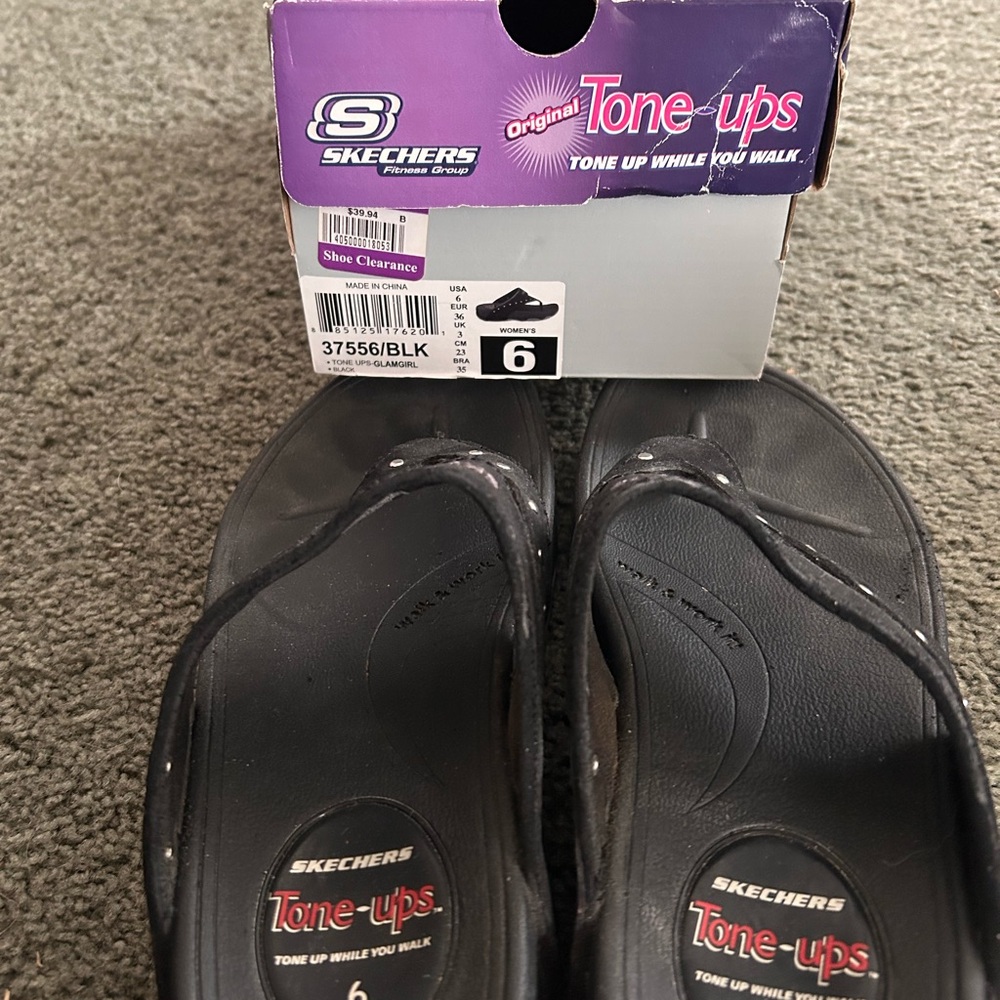 Skechers Black Tone-ups Flip Flop Sandals